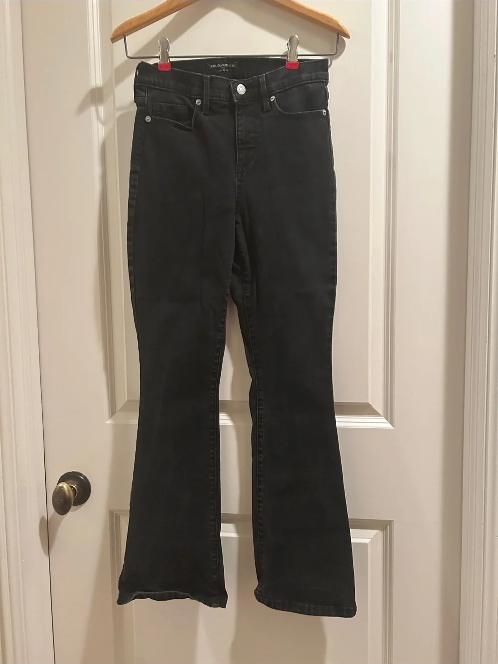Banana Republic Black Wash Slim Flare Denim Jeans w/ stretch size 24/00 petite